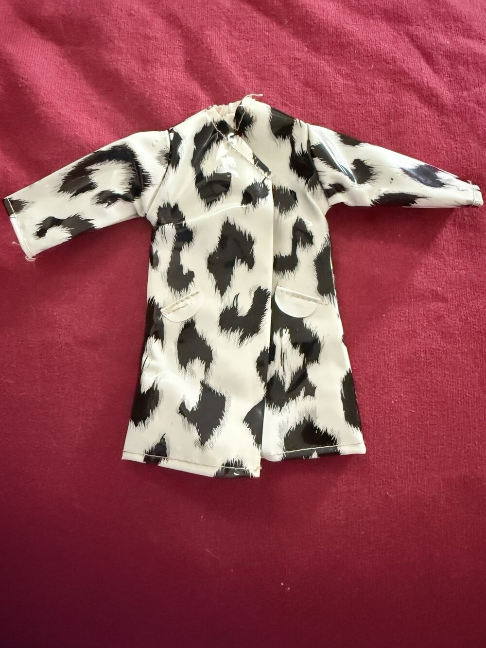 Vintage 1960s Barbie Clone Mod Leopard Print Vinyl Raincoat Doll Clothes